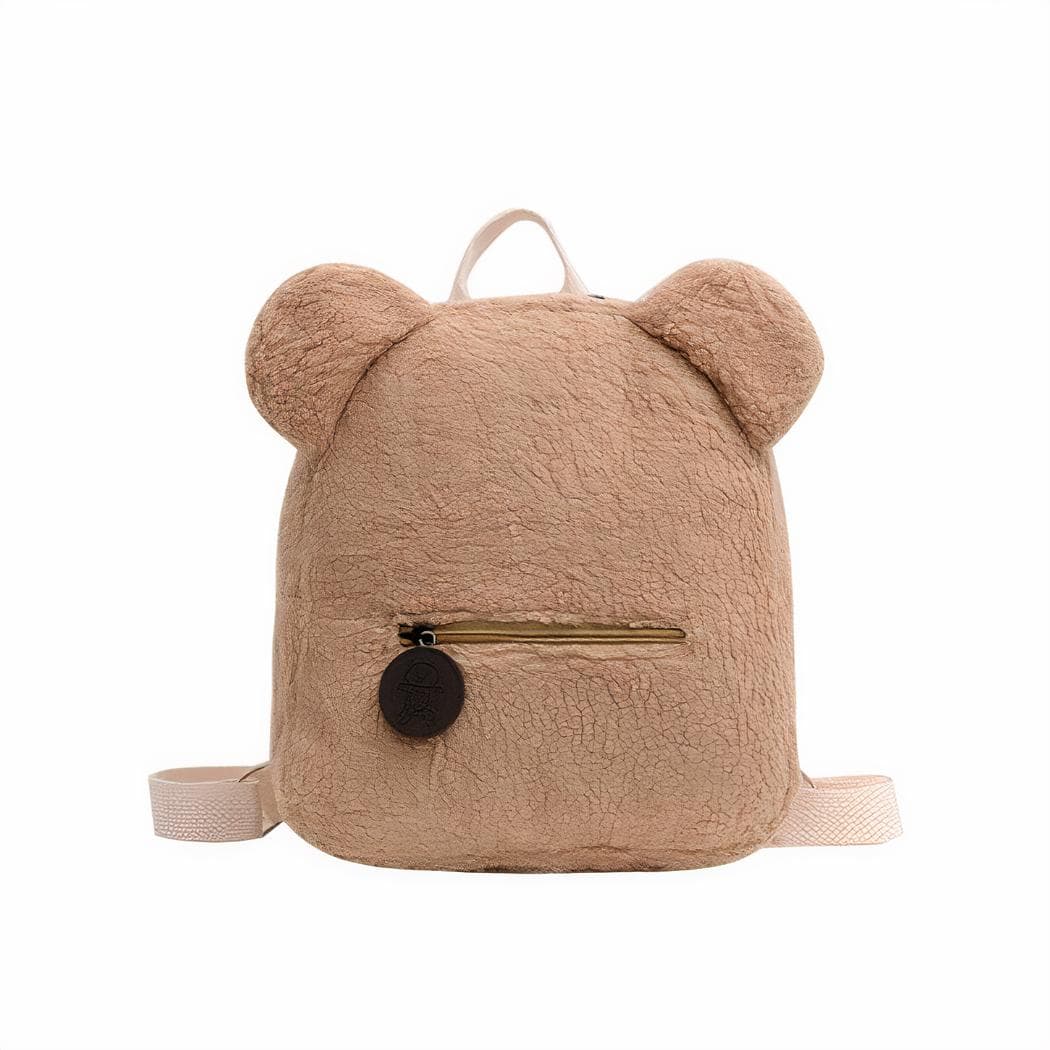 Sac à dos d'école en molleton pour enfant - beige