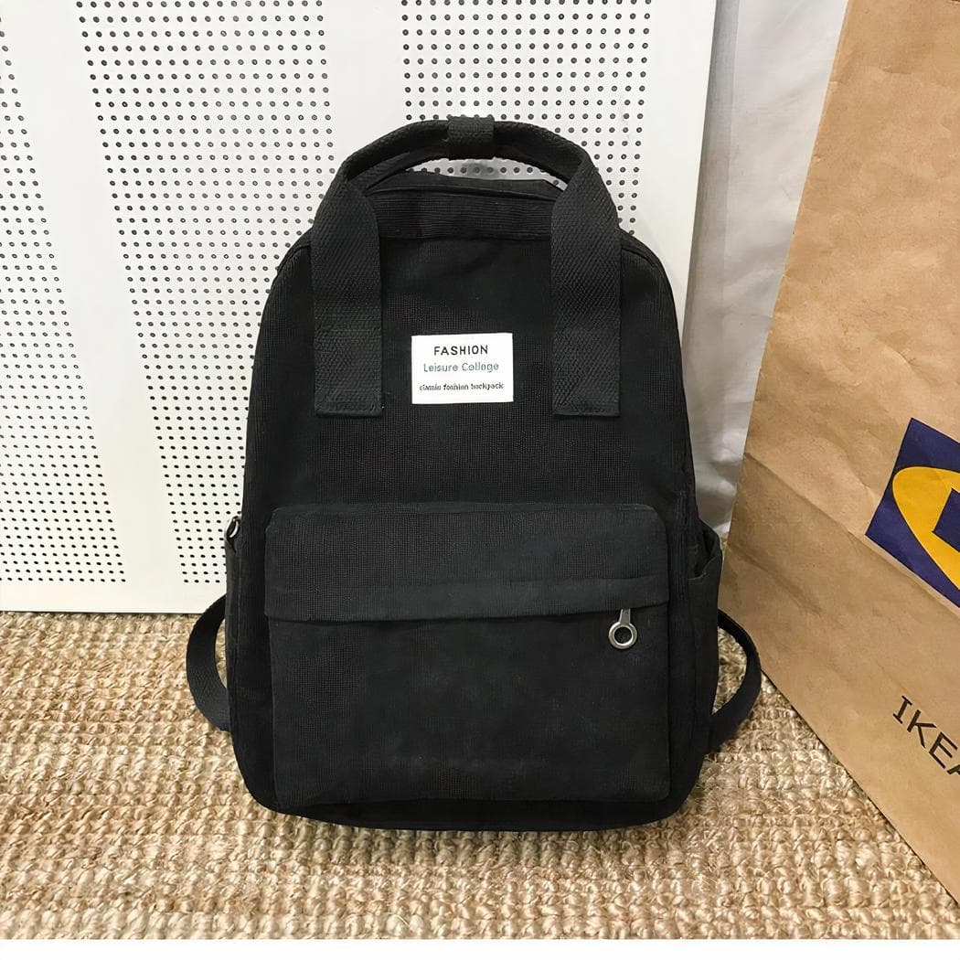 Sac à dos ordinateur femme en velours côtelé - noir