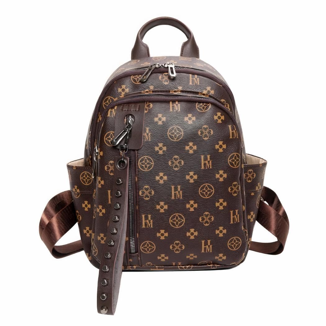 Sac à dos femme style classique en similicuir - marron