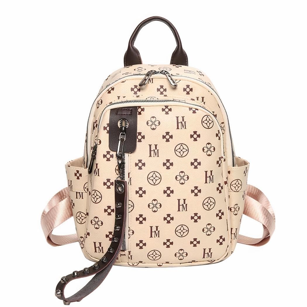 Sac à dos femme style classique en similicuir - beige
