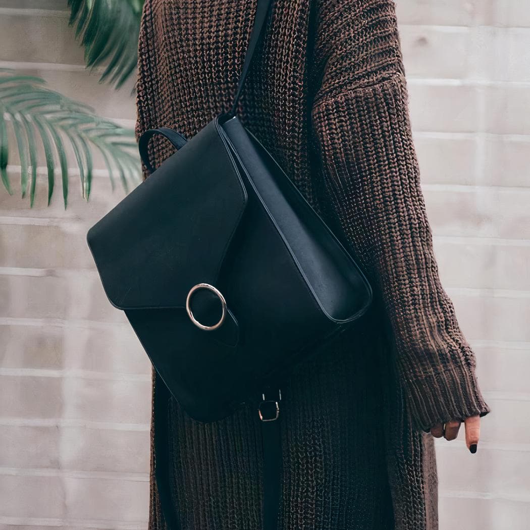 Sac à dos rétro pour femme - noir