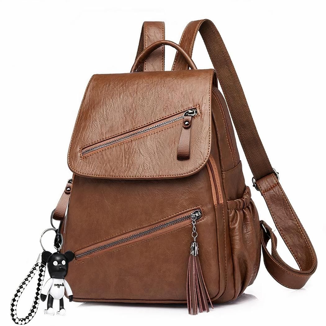 Sac à dos vintage en cuir synthétique - marron