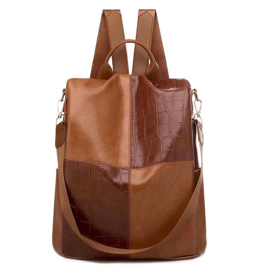 Sac à dos berlingot vintage en cuir synthétique - marron