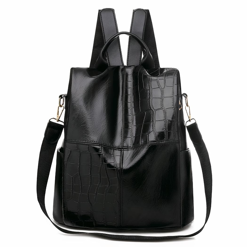 Sac à dos berlingot vintage en cuir synthétique - noir
