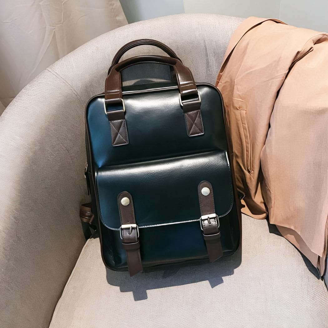 Sac à dos cartable pour femme vintage - noir