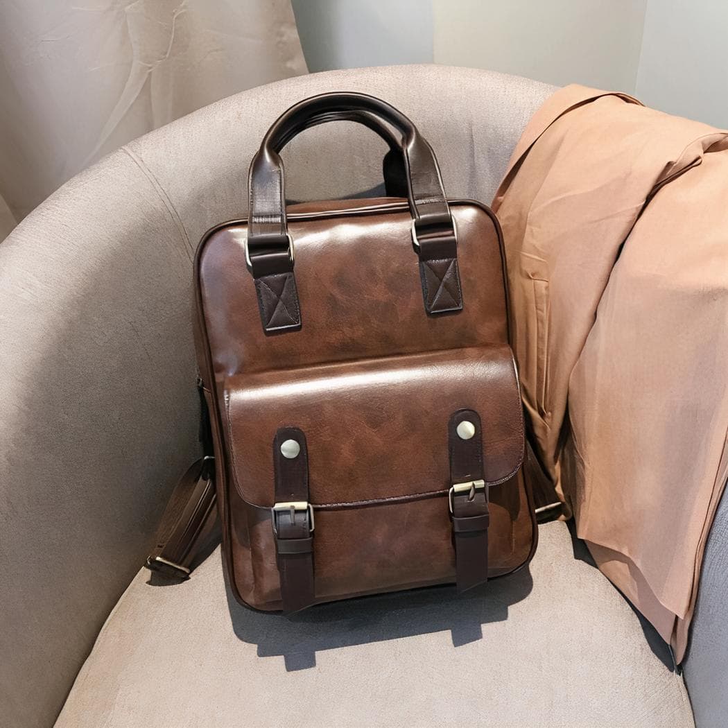Sac à dos cartable pour femme vintage - marron