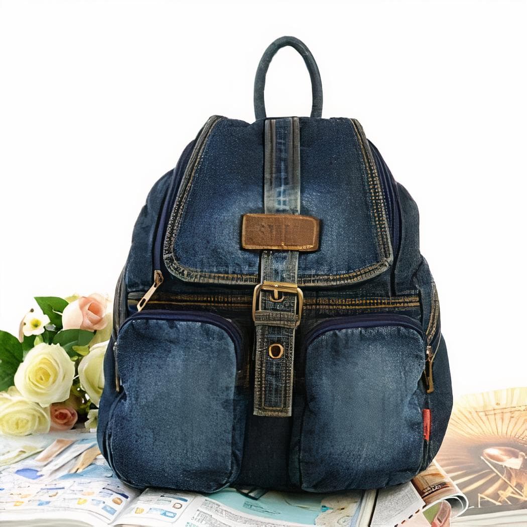 Sac à dos imitation jean - bleu-fonce