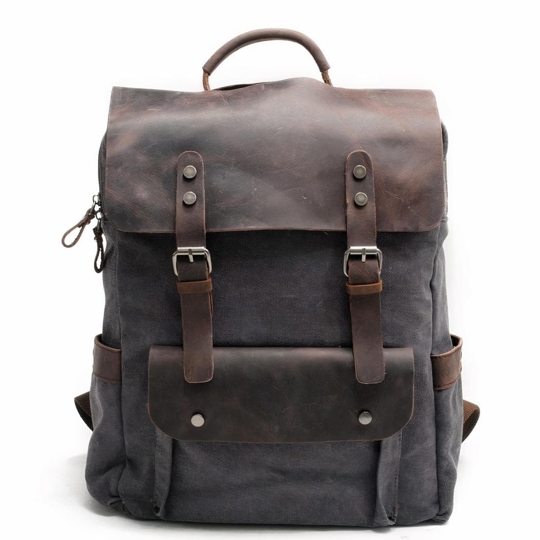 Sac à dos cartable rétro - gris