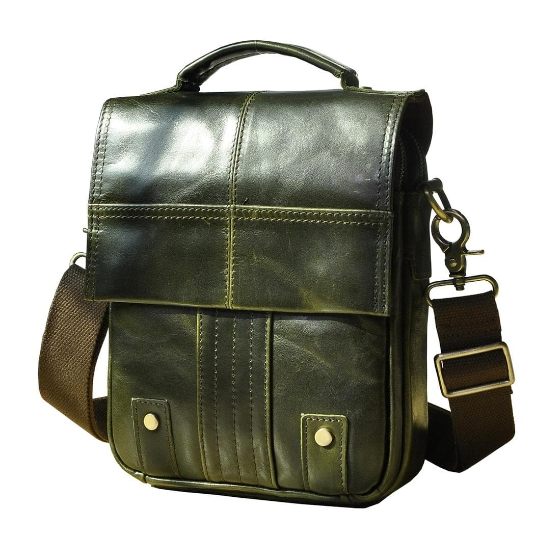 Sac à dos bandoulière en cuir - vert