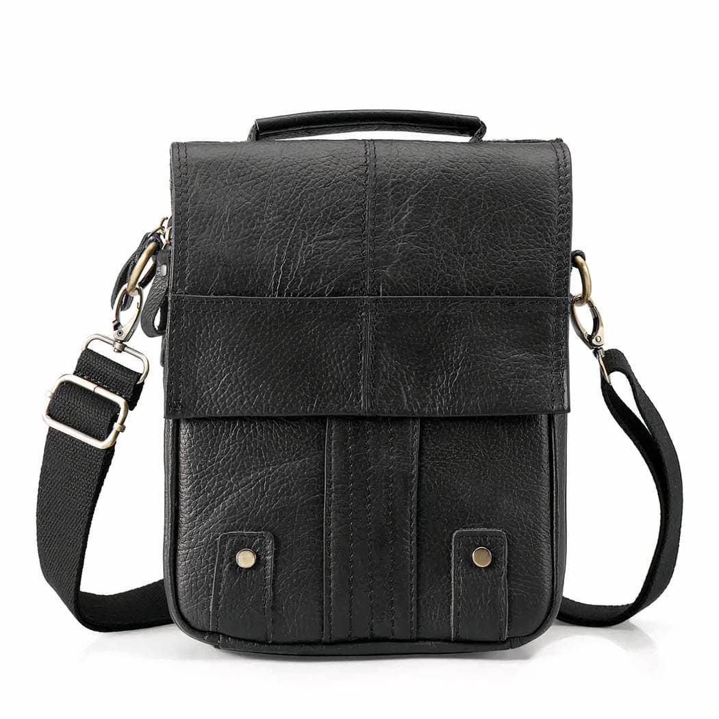 Sac à dos bandoulière en cuir - noir