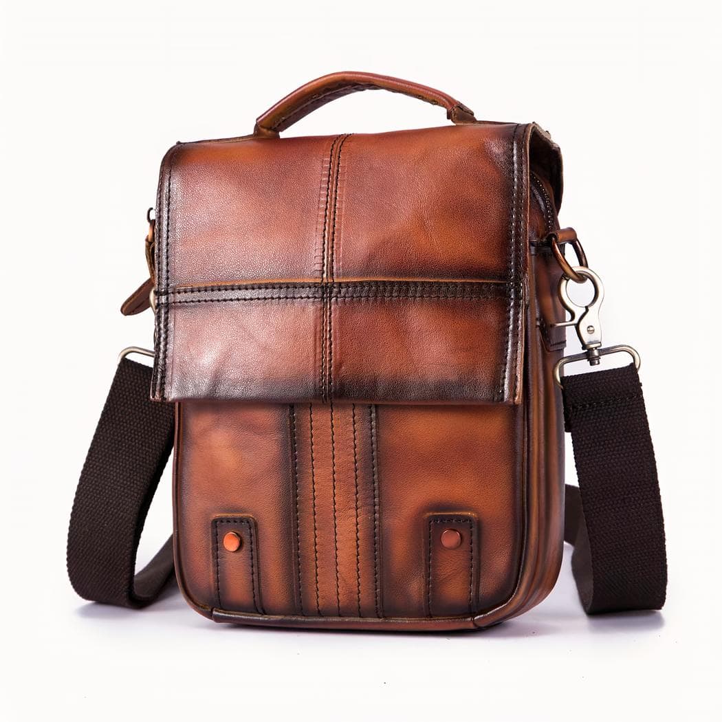 Sac à dos bandoulière en cuir - marron