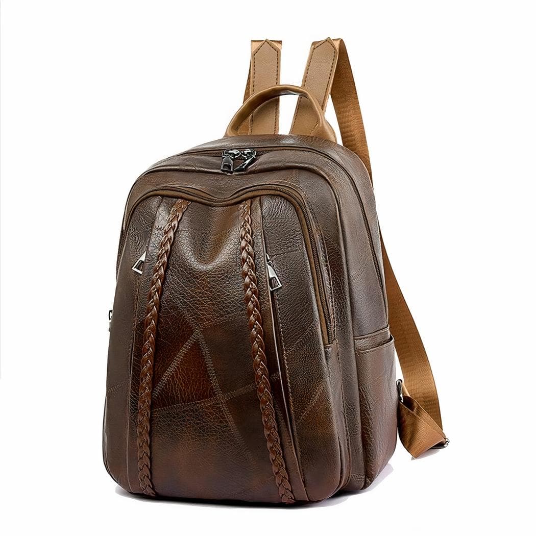 Sac à dos femme vintage en similicuir - beige