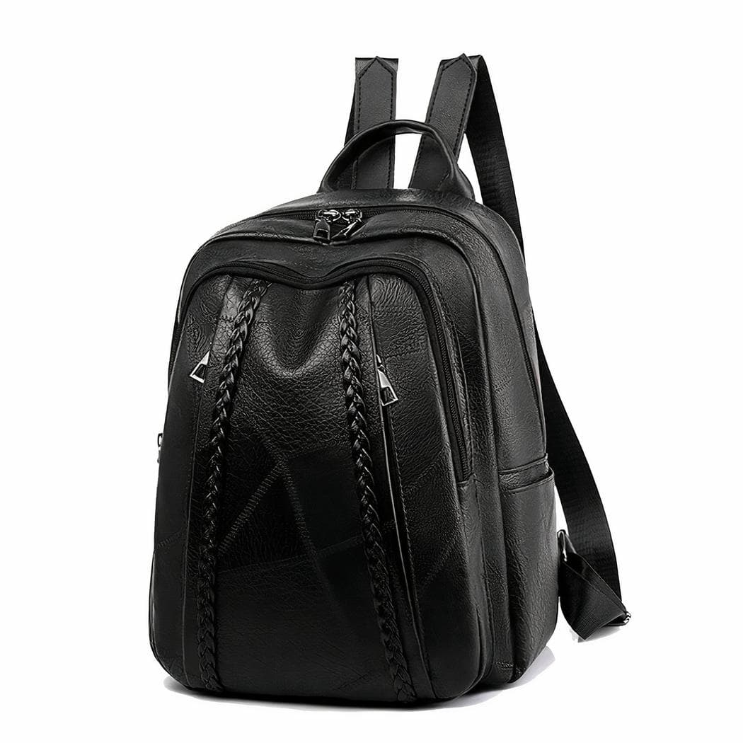 Sac à dos femme vintage en similicuir - noir