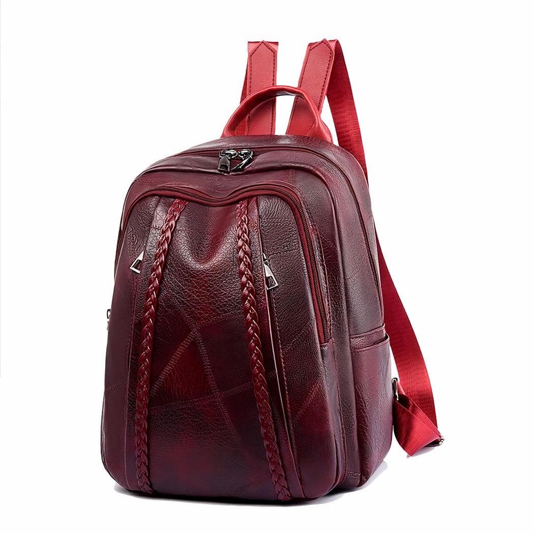 Sac à dos femme vintage en similicuir - rouge
