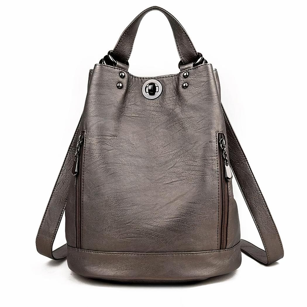 Sac à dos similicuir femme style épuré - gris