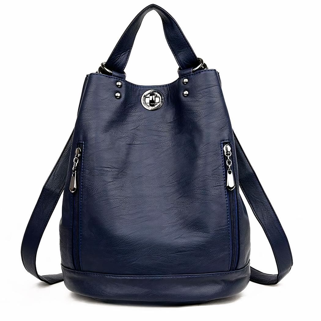 Sac à dos similicuir femme style épuré - bleu