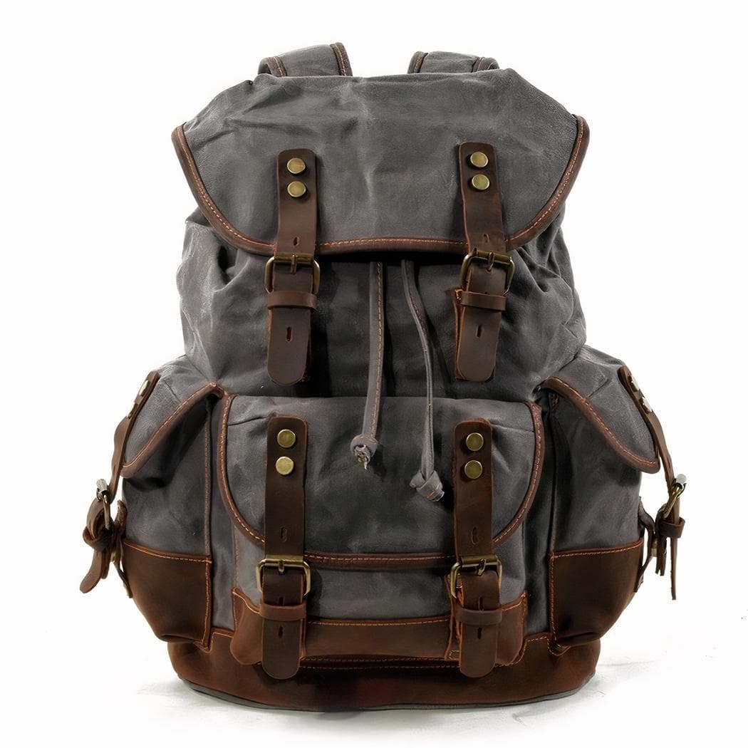 Sac à dos à sacoche vintage - gris