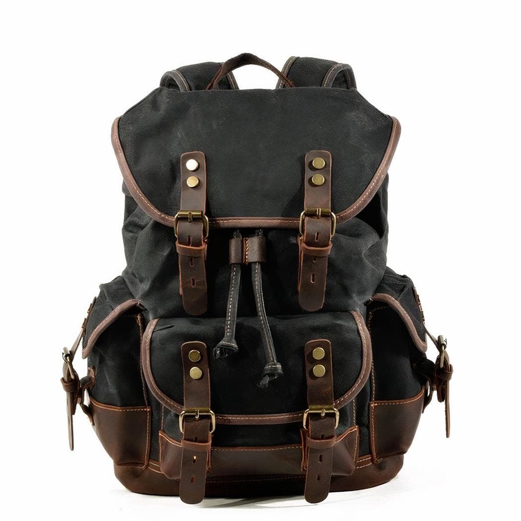 Sac à dos à sacoche vintage - noir