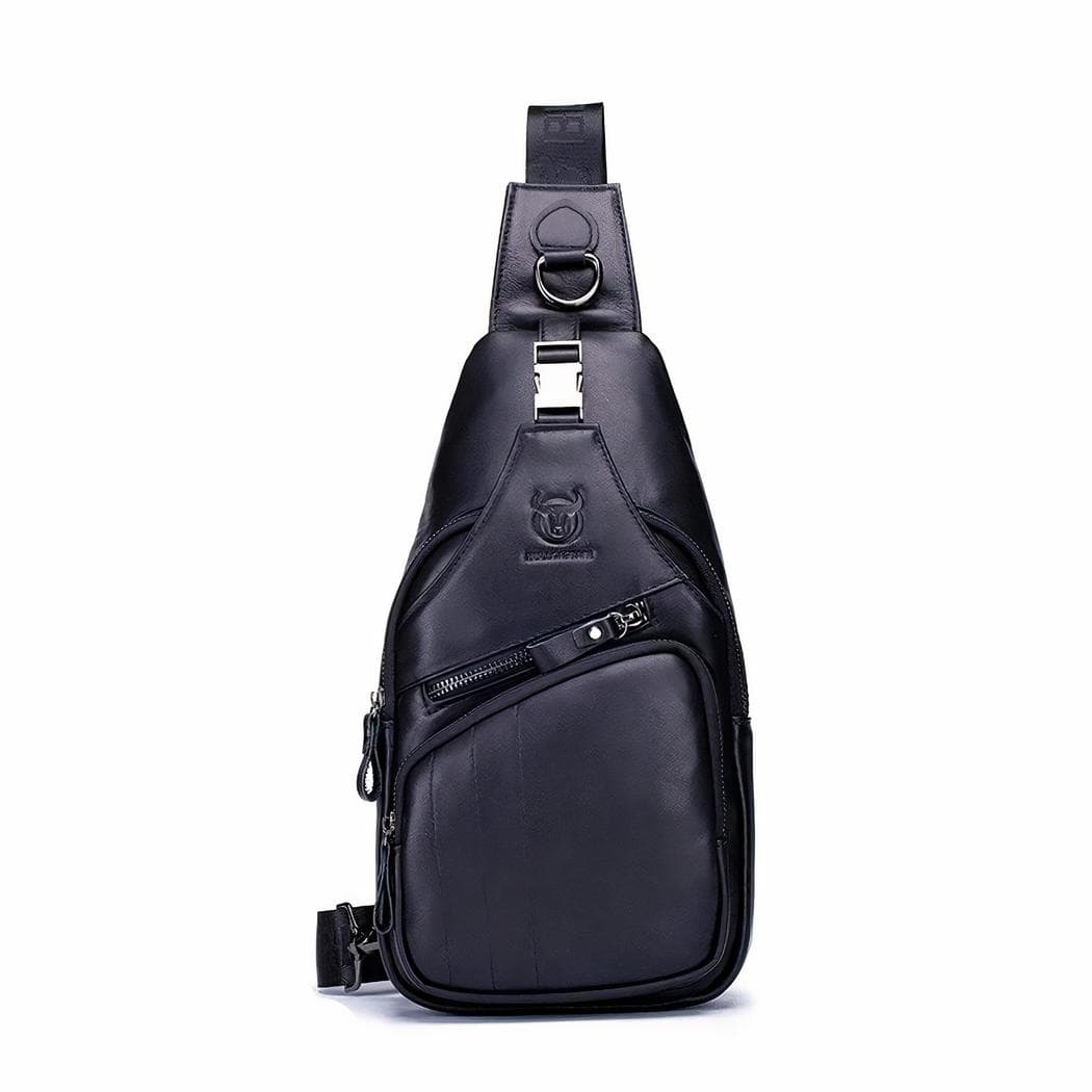 Sacoche vintage en cuir - noir
