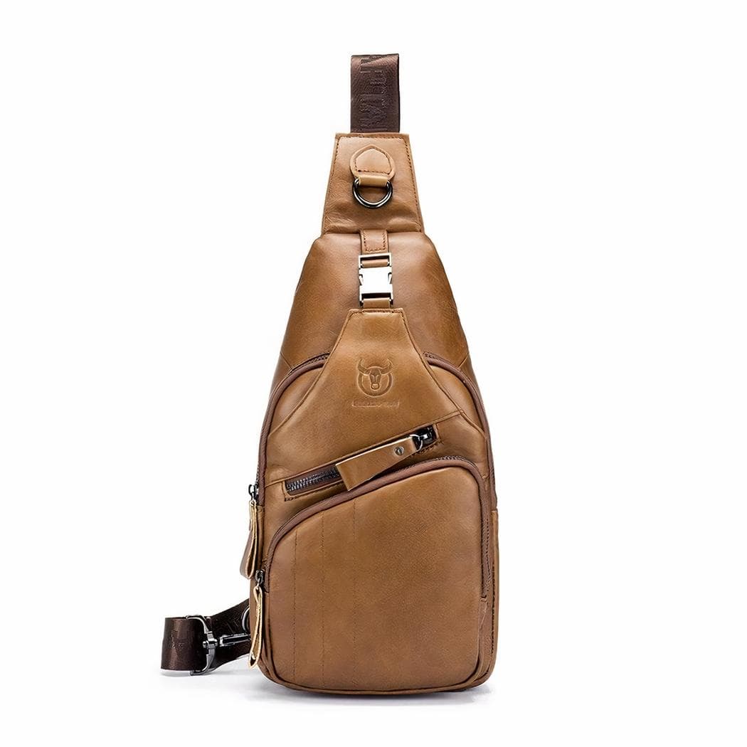Sacoche vintage en cuir - beige