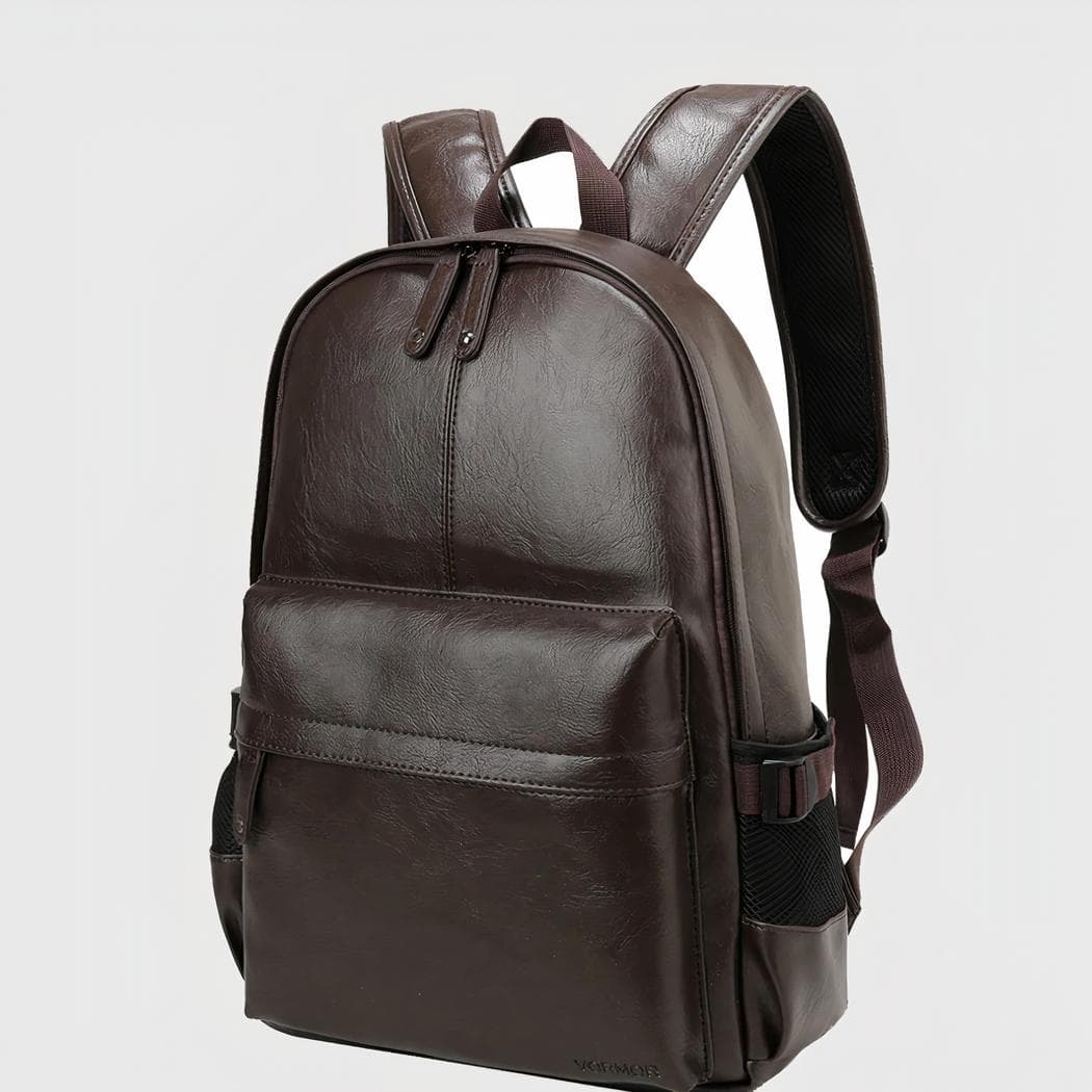 Sac à dos en similicuir décontracté pour homme - marron