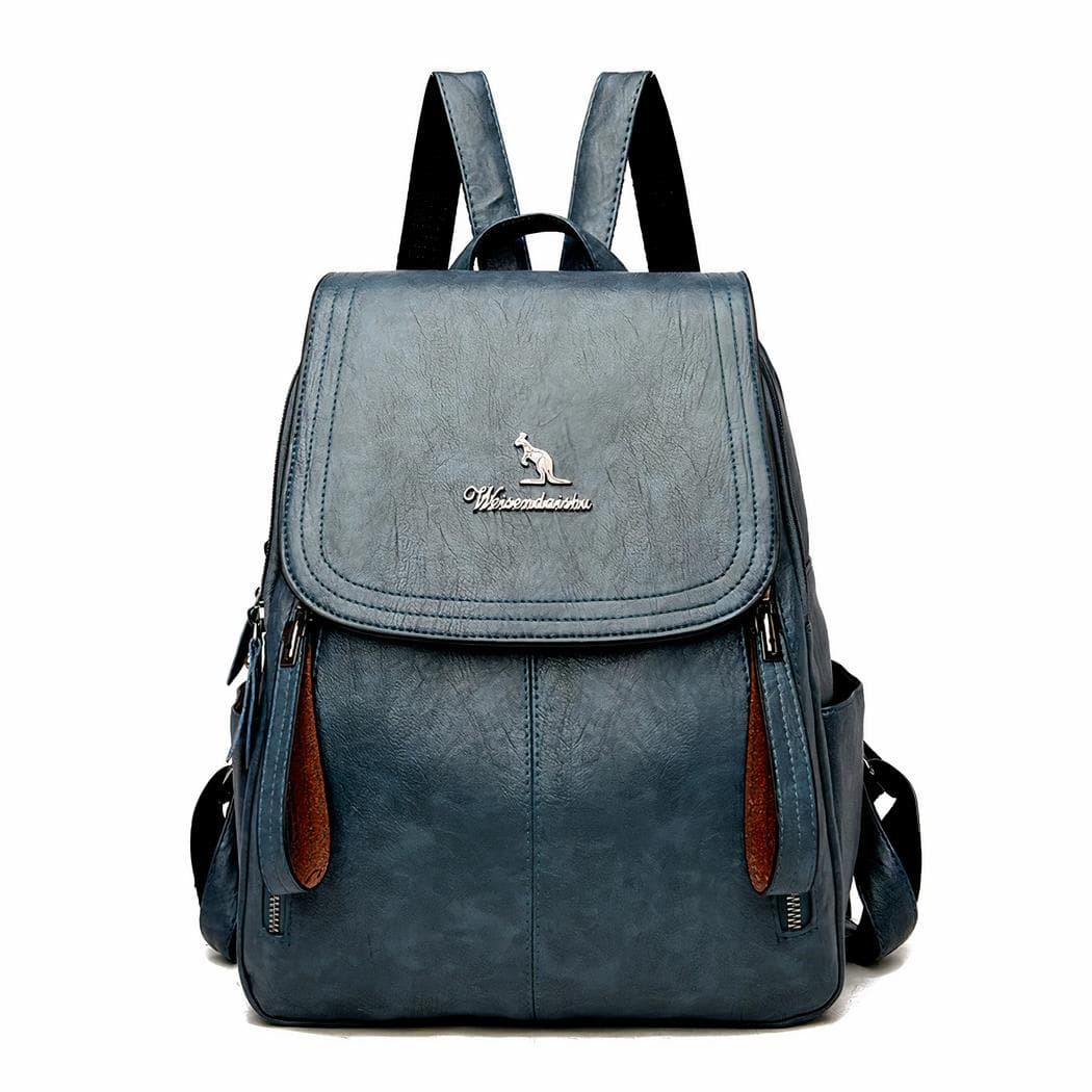 Sac à dos en similicuir pour femme - bleu