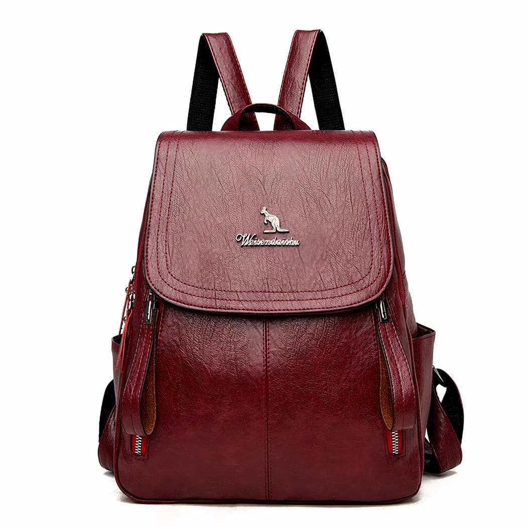 Sac à dos en similicuir pour femme - rouge