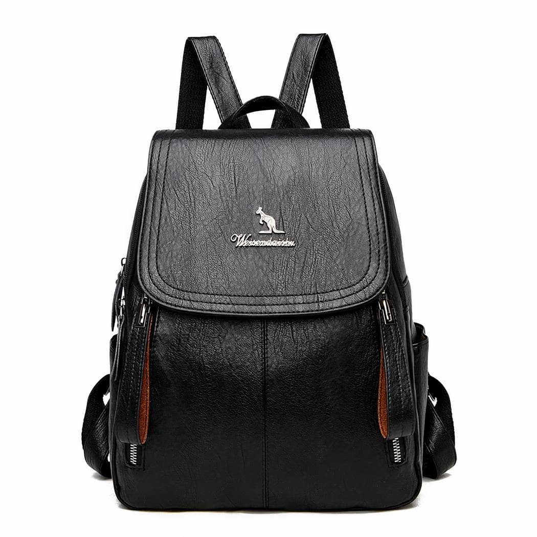 Sac à dos en similicuir pour femme - noir