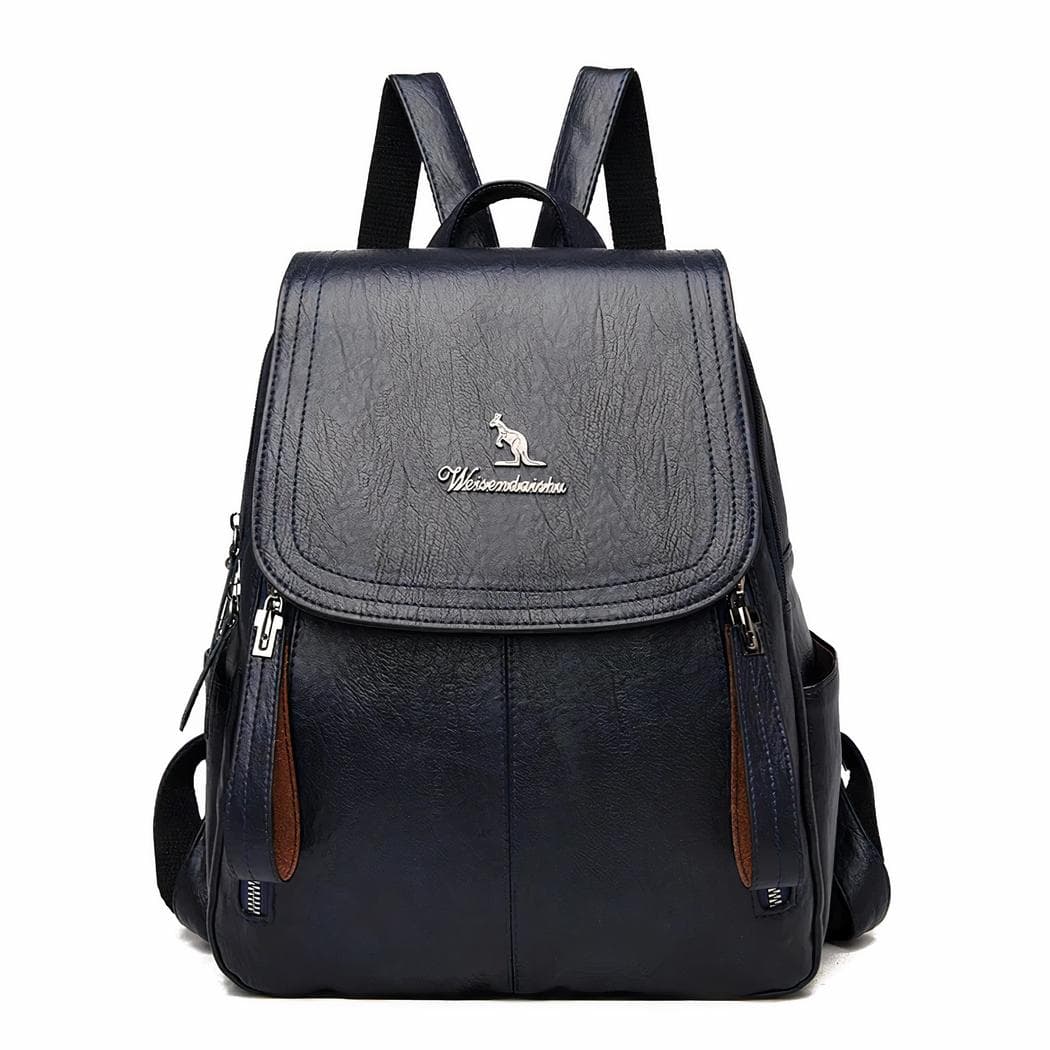 Sac à dos en similicuir pour femme - bleu-fonce