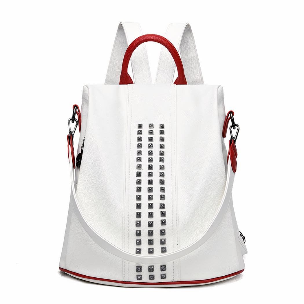 Sac à dos d'ordinateur élégant en cuir végan pour femme - blanc