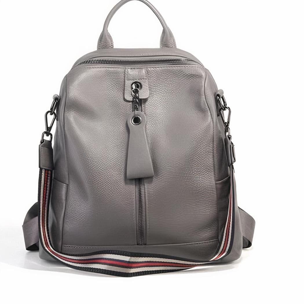 Sac à dos femme grande capacité en cuir - gris