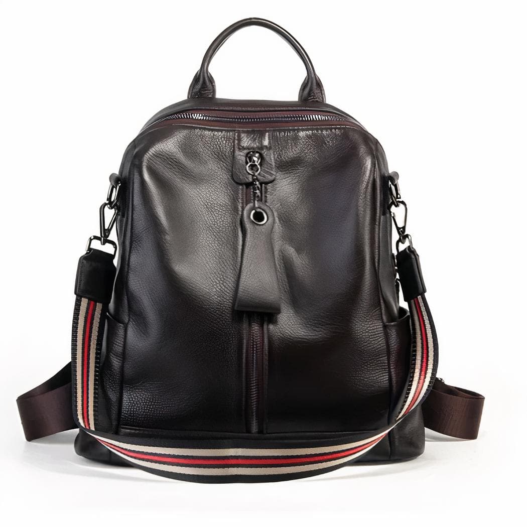 Sac à dos femme grande capacité en cuir - marron
