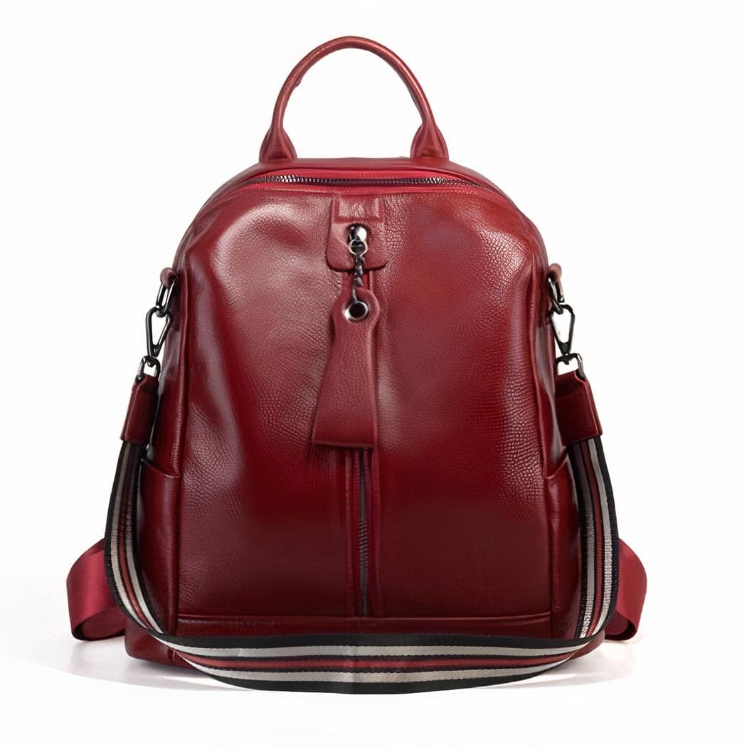 Sac à dos femme grande capacité en cuir - rouge