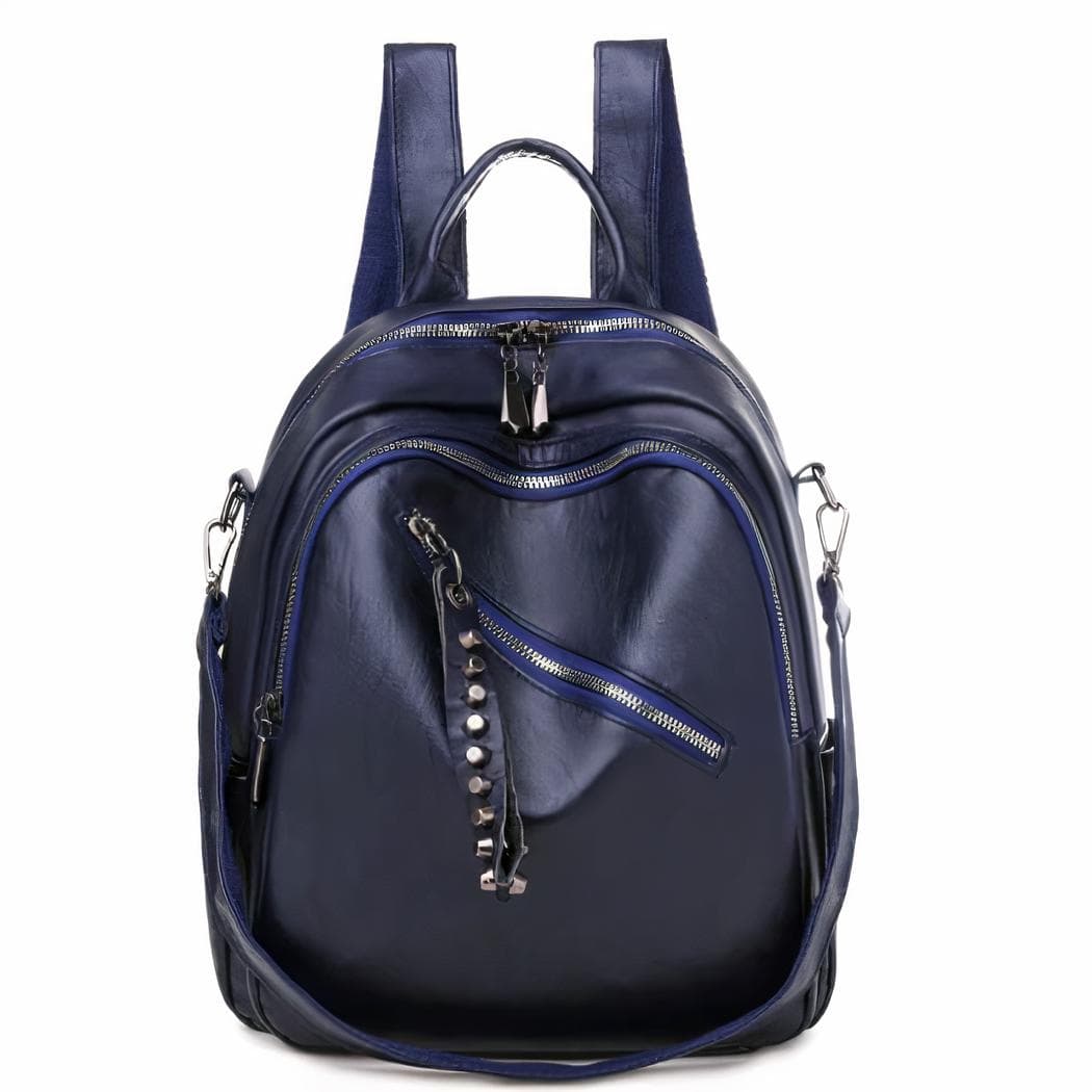 Sac à dos similicuir femme couleur unie - bleu