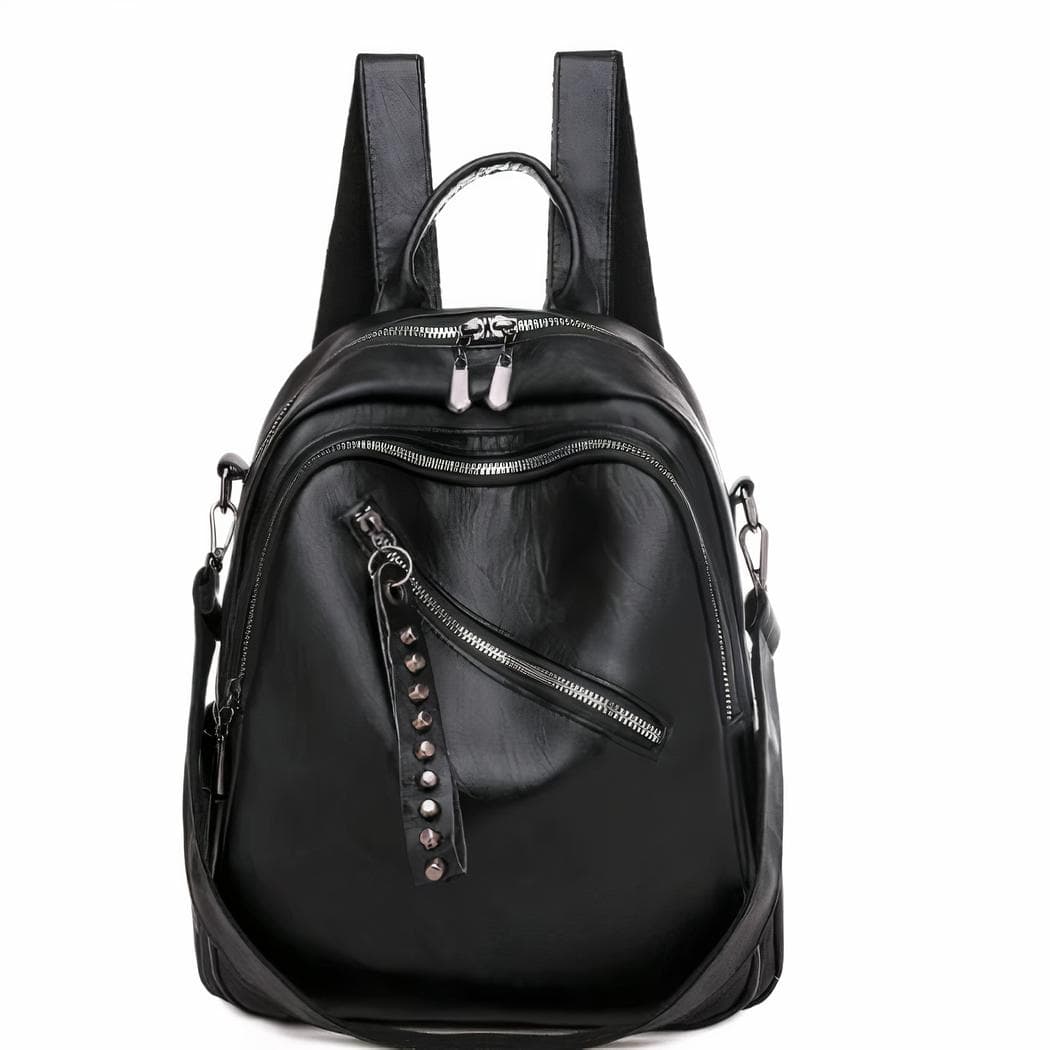 Sac à dos similicuir femme couleur unie - noir
