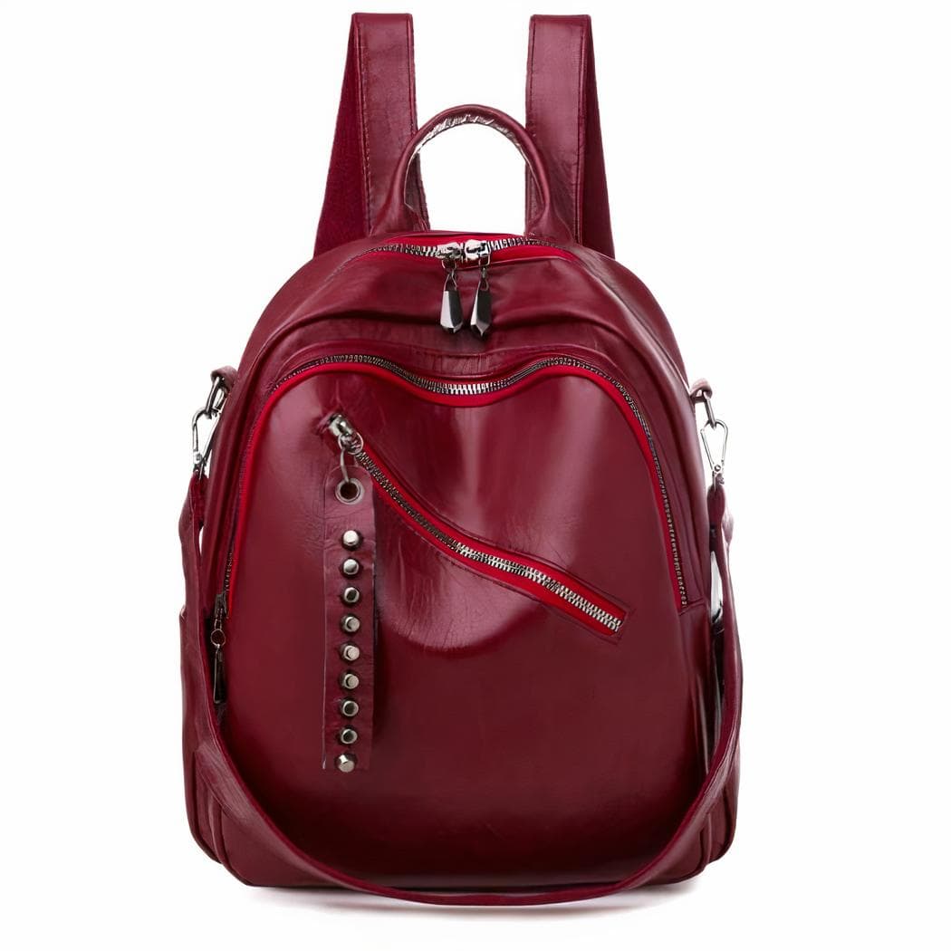 Sac à dos similicuir femme couleur unie - rouge