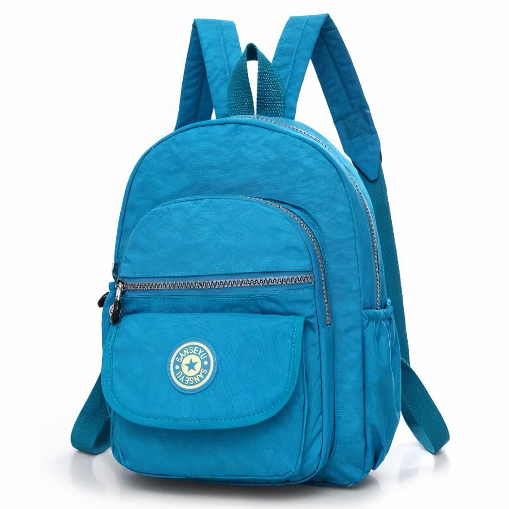 Mini sac à dos femme étanche couleur unie - bleu