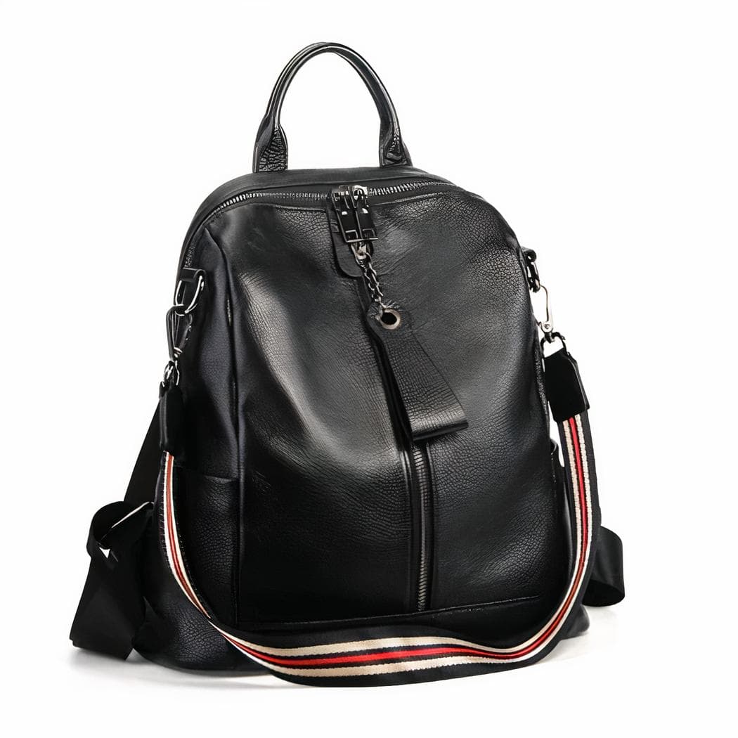 Sac à dos femme grande capacité en cuir - noir
