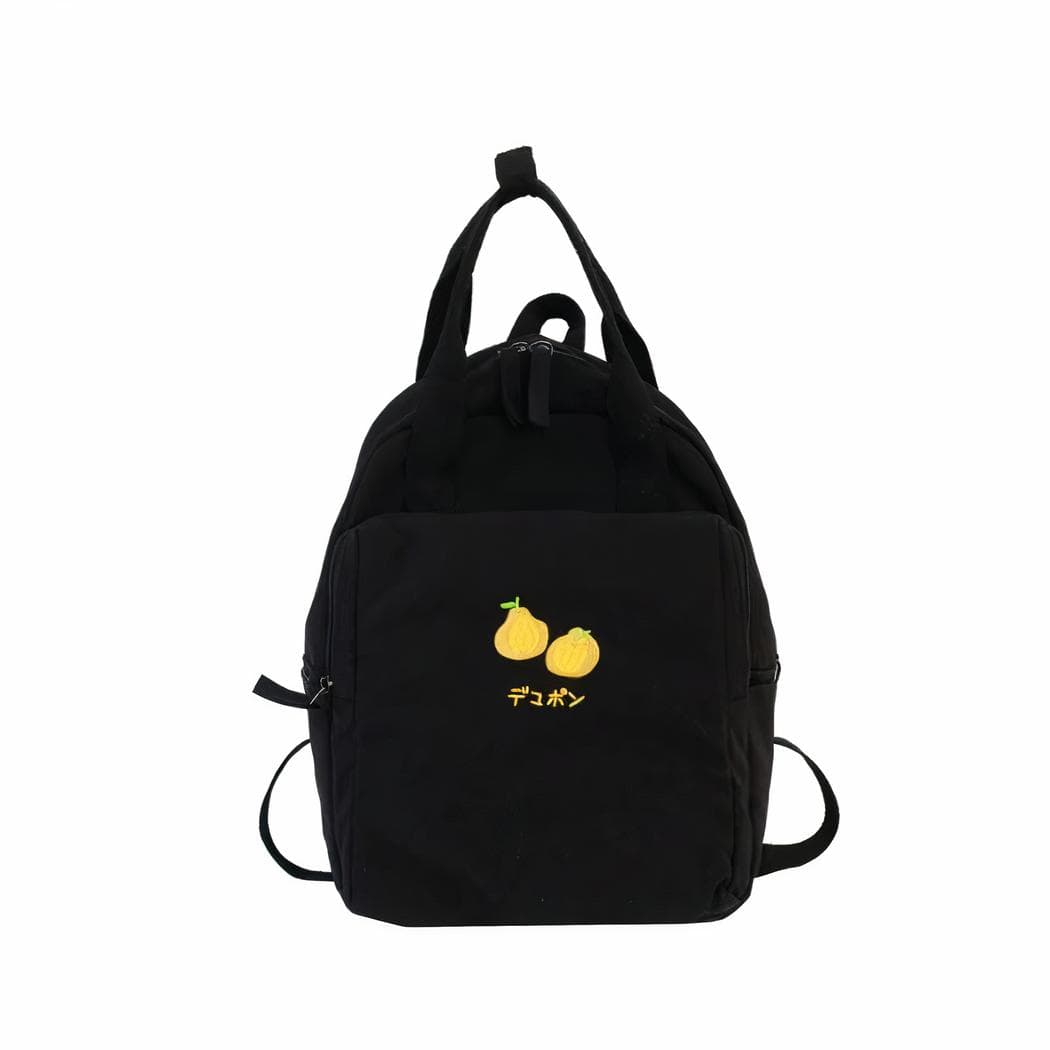 Sac à dos femme brodé en nylon - noir