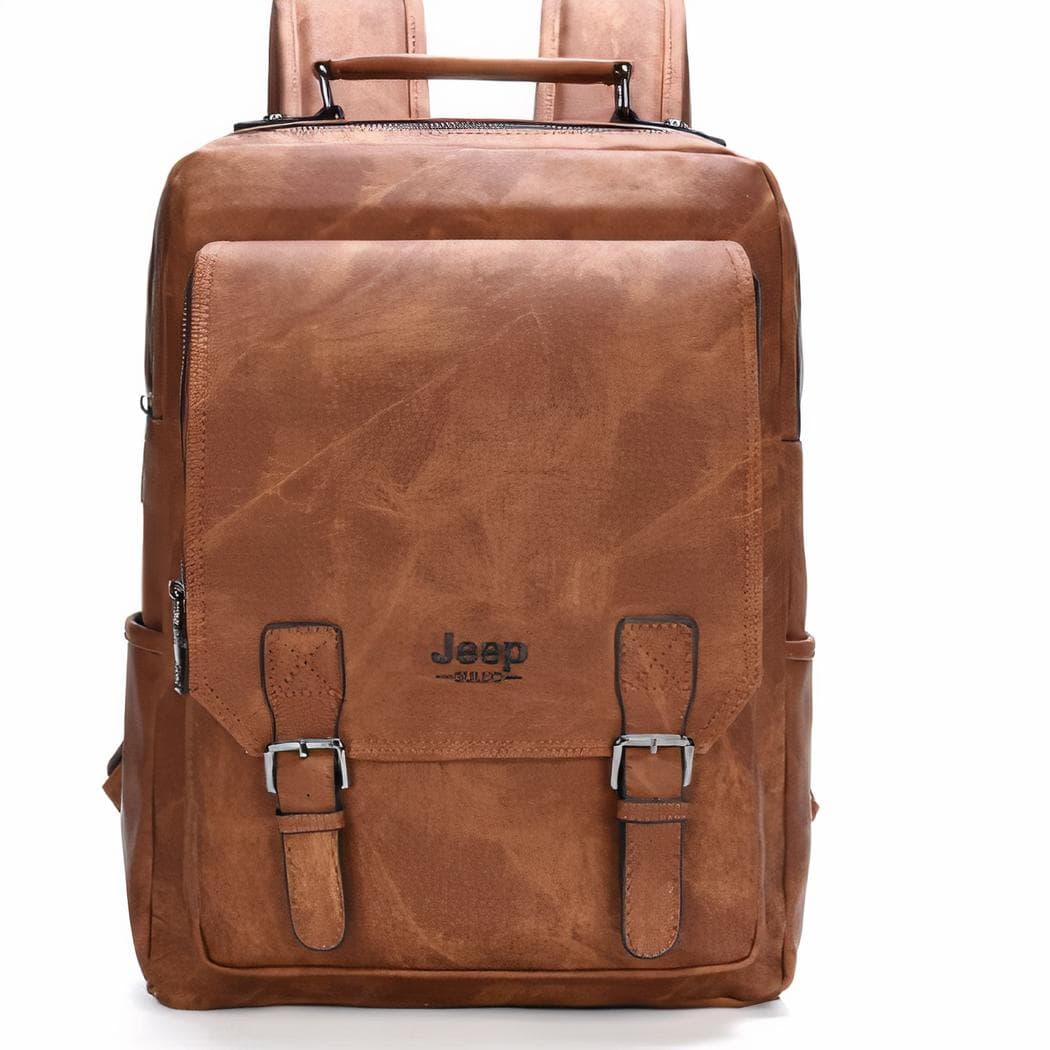 Sac à dos design en cuir pour homme - marron