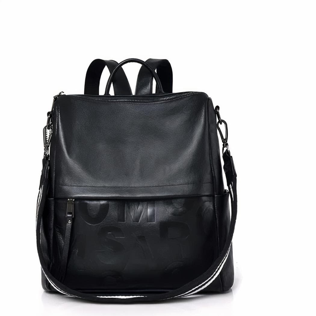 Sac à dos femme en cuir de vachette - noir