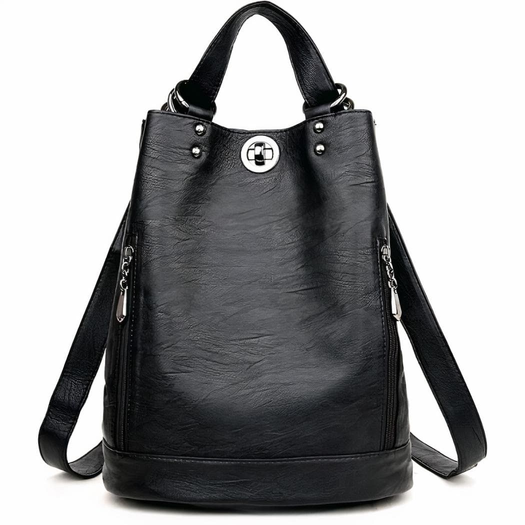 Sac à dos similicuir femme style épuré - noir