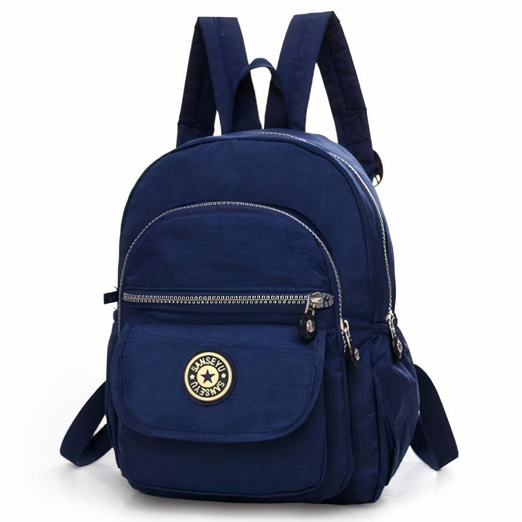 Mini sac à dos femme étanche couleur unie - bleu-fonce
