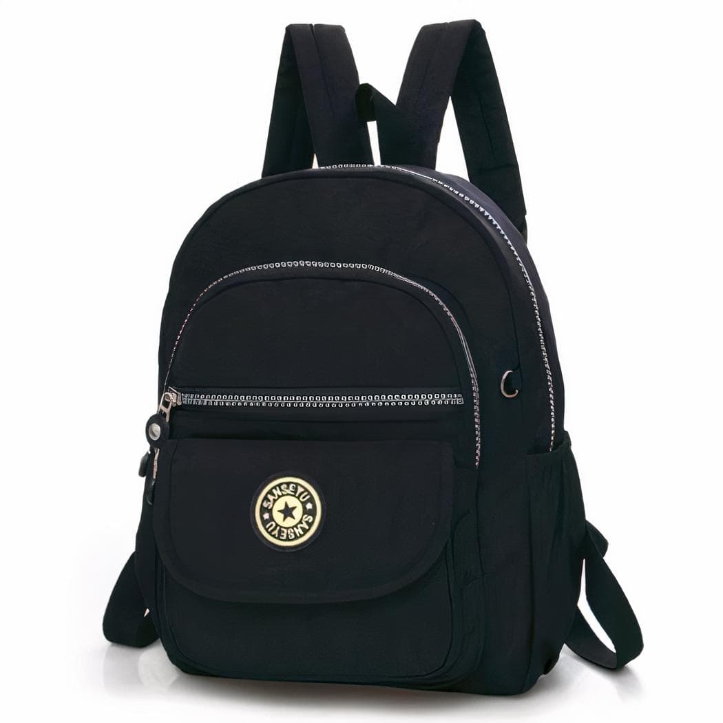 Mini sac à dos femme étanche couleur unie - noir