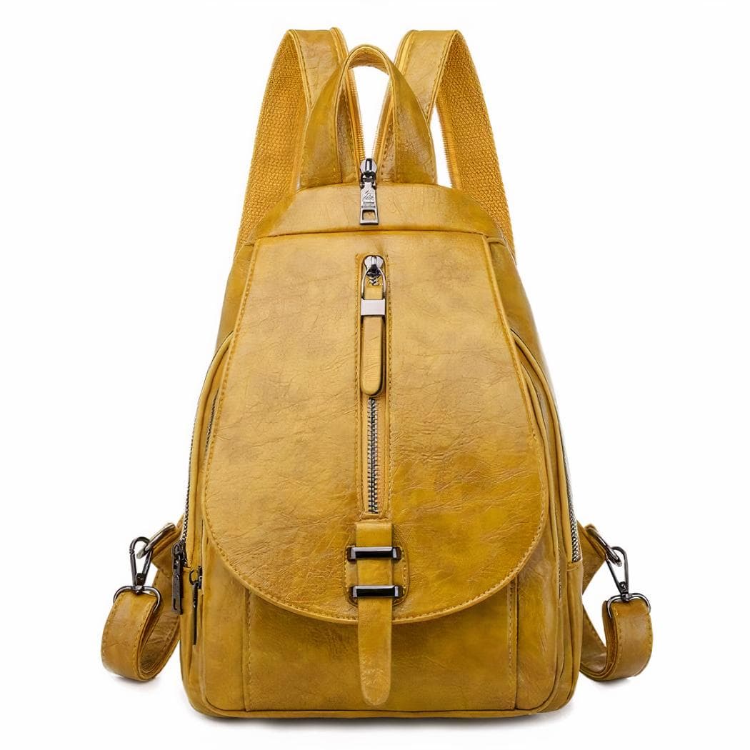 Sac à dos été en similicuir pour femme - jaune