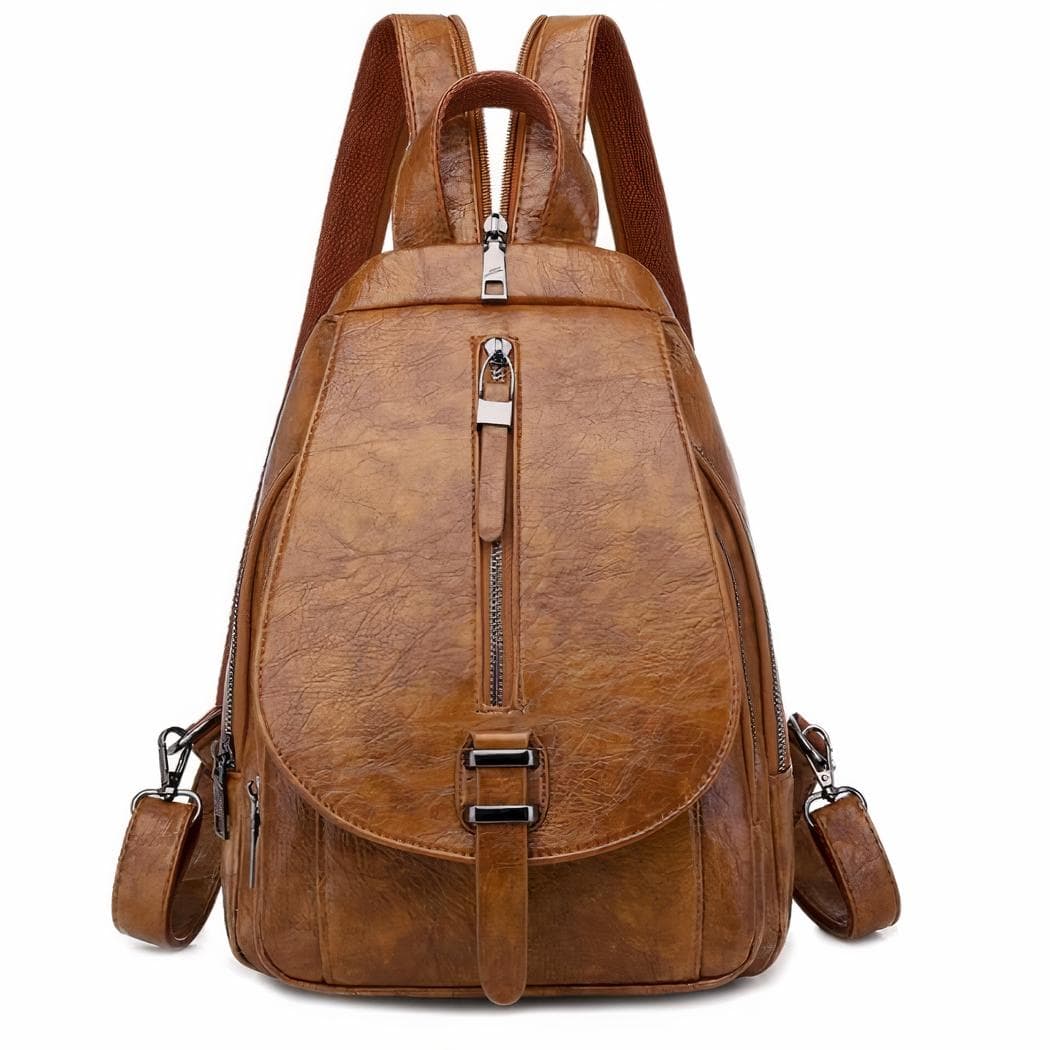 Sac à dos été en similicuir pour femme - marron