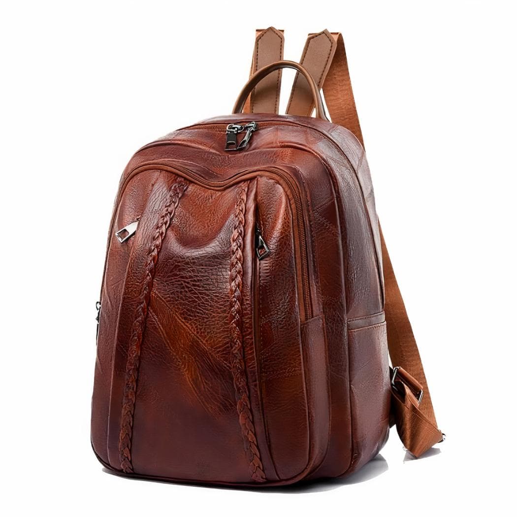 Sac à dos femme vintage en similicuir - marron