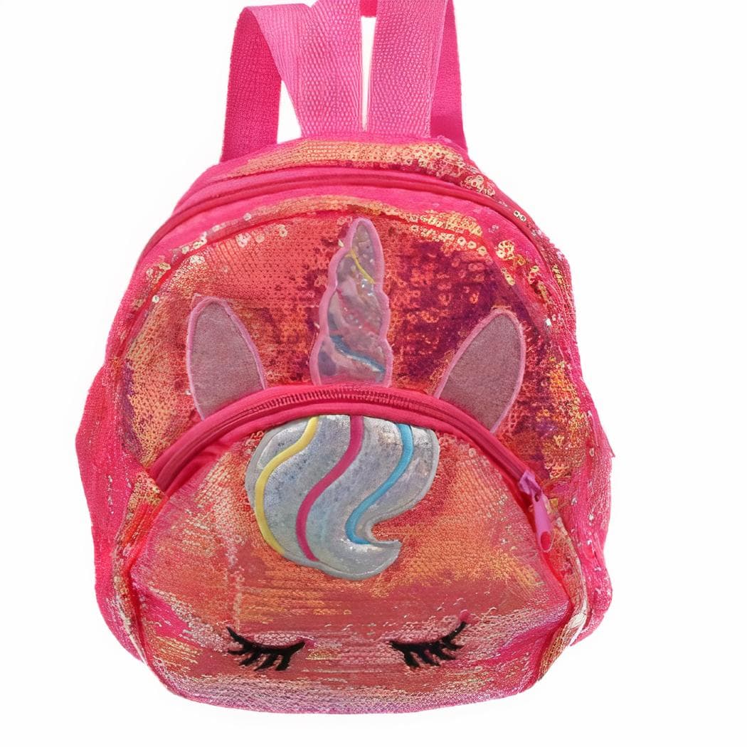 Sac à dos licorne enfant à paillettes brillantes - rose-fonce