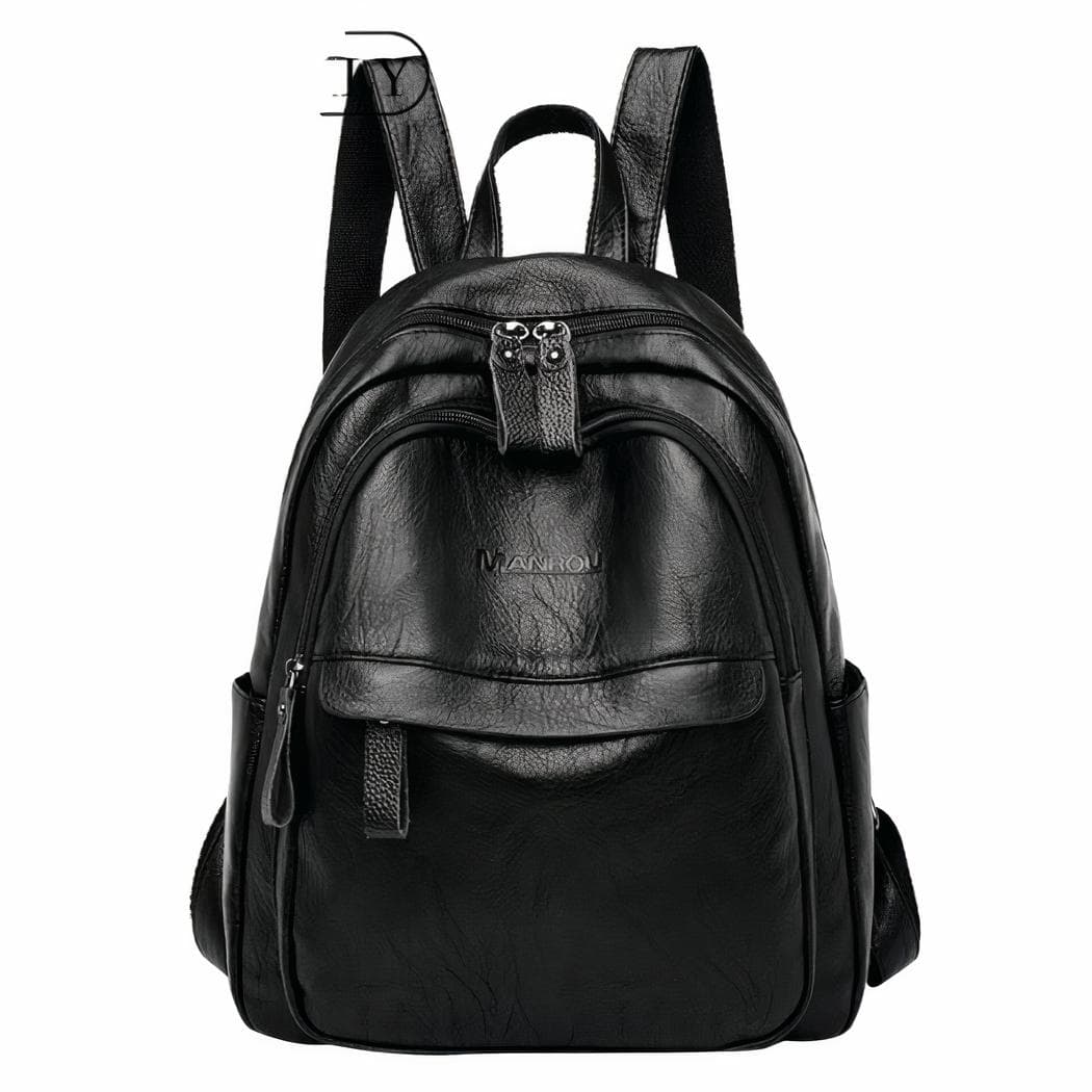 Sac à dos femme style vintage en cuir synthétique - noir