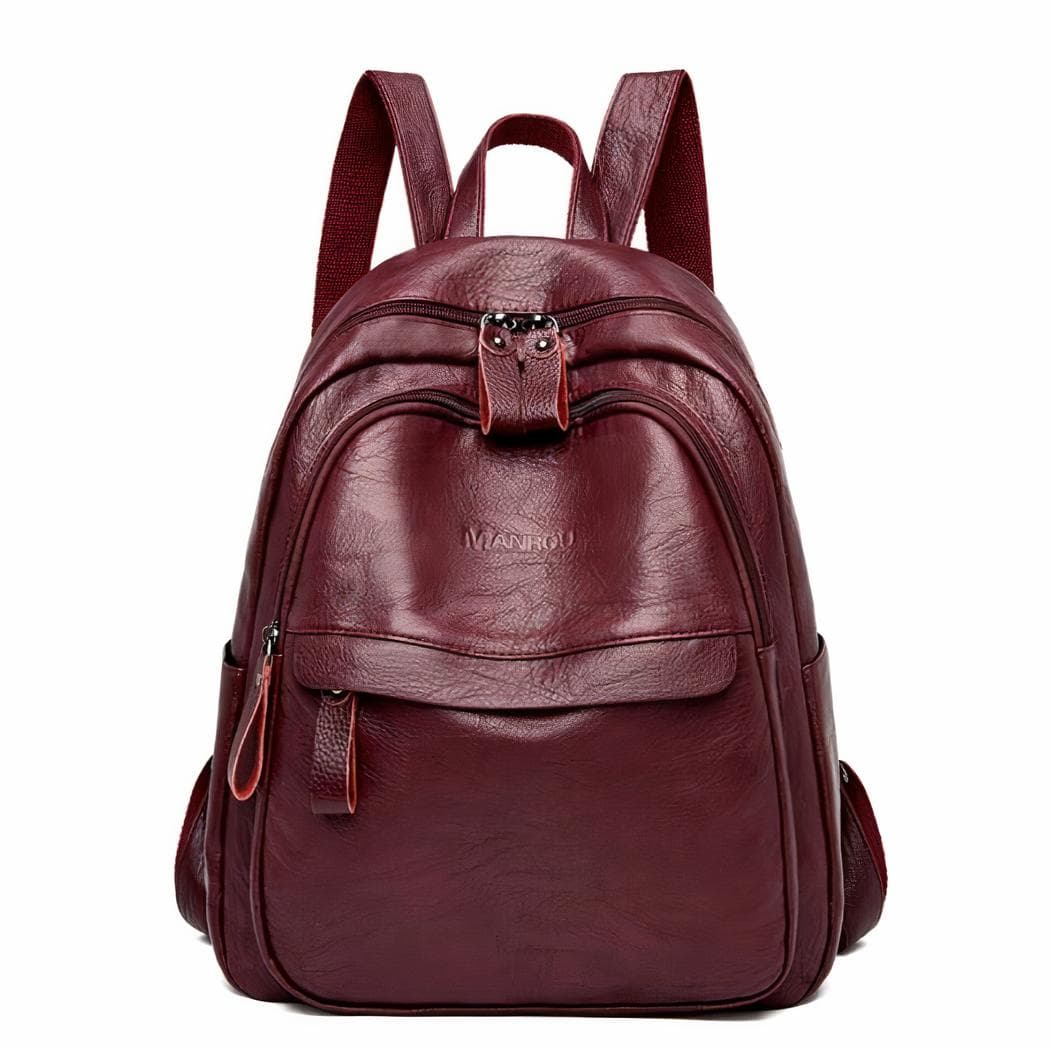Sac à dos femme style vintage en cuir synthétique - rouge